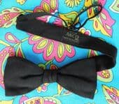 Black rayon Akco bow tie made in England vintage 1950s 1960s pique texture P